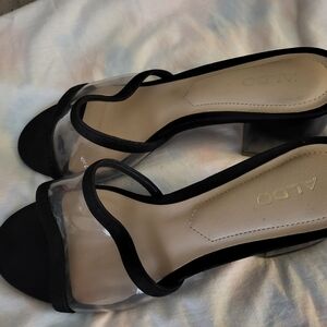 Aldo Black Heels with Modern Transparent Design